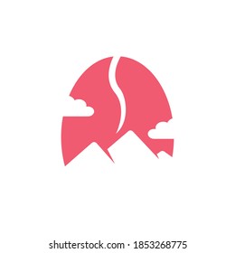 modern minimalist negative space coffee bean mountain vector icon