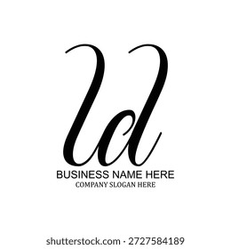 Modernes minimalistisches Negativraum-LD-Logo, kreatives LD-Emblem, schlankes LD-Design, professionelles Symbol, stylisches Branding, abstraktes LD-Zeichen, einzigartige Logo-Identität, elegantes Logo, zeitgenössisches Design, luxuriöses Branding, sauberes Symbol, vielseitiges Logo, flaches Design, innovatives Symbol