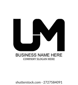 Moderner minimalistischer negativer Raum UM-Logo, kreatives UM-Emblem, schlankes UM-Design, professionelles Symbol, stylisches Branding