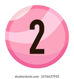 Modern and Minimalist Number 2 Pink Bubble Icon with a Valentine’s Day Theme, Great for Romantic Designs, Gift Wrapping, and Love-Inspired Artworks