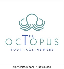 Modern Minimalist Octopus Cuttlefish Squid Tentacles Vector Logo design