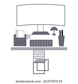 Modern Minimalist Office Desk Setup Illustration