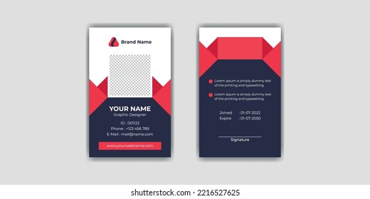 Modern and minimalist Office staff id card template design