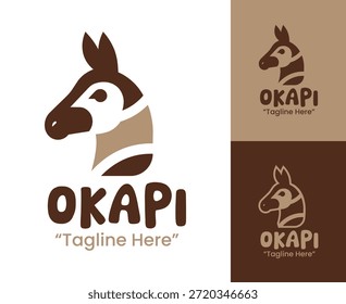 A modern minimalist okapi logo crafted for nature brands, wildlife organizations, and eco-friendly identities.