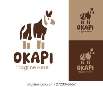 Ein modernes minimalistisches Okapi-Logo, das für Tiermarken, Naturschutzprojekte und Naturidentitäten entwickelt wurde.