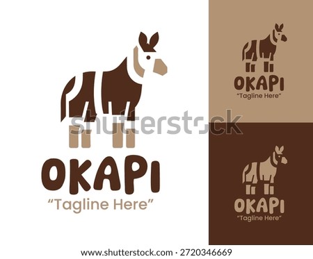 A modern minimalist okapi logo designed for wildlife brands, conservation projects, and nature identities.