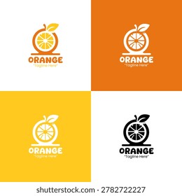 A modern minimalist orange logo featuring yellow and orange flat fruit visuals with visible peel and citrus flesh designed for healthy branding and fresh business identity use