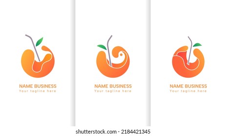 modern minimalist orange logo vector design for fresh drink business on social media, banners, and others. colorful gradation. fresh drink, citrus fruit, elegant logo, simple logo, orange juice, fruit