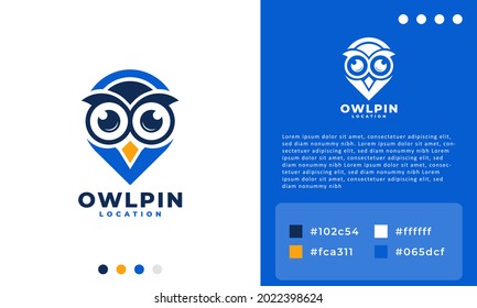 Modern Minimalist Owl Pin Logo Icon Vector for Education | Pin and Owl Combination Logo Template