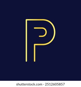 Modern Minimalist P Initial Logo in Gold