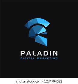 Modern Minimalist Paladin Logo / Spartan Logo  / Warrior Logo Icon On Black Background
