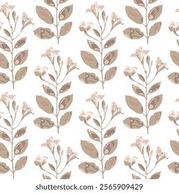 Modern minimalist pattern with simplified floral motifs. Soft, neutral tones.