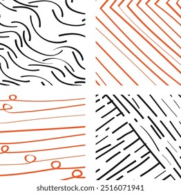 Modern minimalist patterns with geometric shapes and retro wave designs