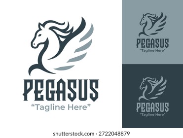 Um logotipo pegasus minimalista moderno projetado para marcas premium que buscam identidade visual lendária, elegante e poderosa.