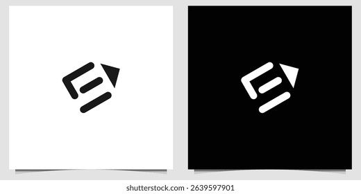 Modern Minimalist Pencil Logo Design with Initial E, Vector Illustration