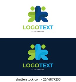 Modern Minimalist People And Cross Plus Medical Logo Icon Design Vector