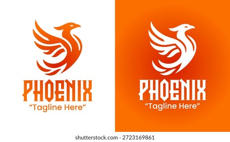Um logotipo de fênix minimalista moderno projetado para marcas que simbolizam renascimento, poder e mitologia lendária.