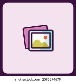 Modern Minimalist Photo Icon Design Stacked Images