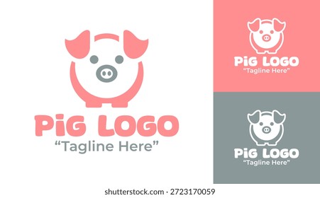 Un moderno logotipo minimalista de cerdo diseñado para marcas agrícolas, empresas alimentarias e identidad visual agrícola limpia.