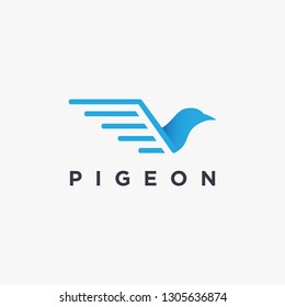 Modern minimalist pigeon logo icon vector template on white background