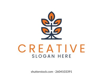 Modern minimalist plant logo design vector illustration ideal for branding and business use. Clean