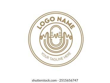 Moderno minimalista Podcast Mic Circular Logo Design para empresas, Professional Creative Emblem Vídeo Podcast Mic Logo Design para marcas e empresas