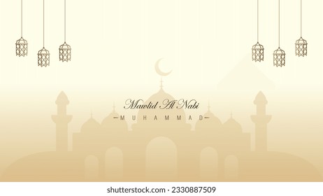 modern minimalist postal banner template design for the celebration of the birthday of the prophet muhammad SAW