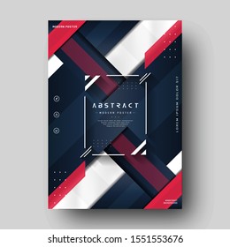 Modern Minimalist Poster with abstract red and blue navy shape