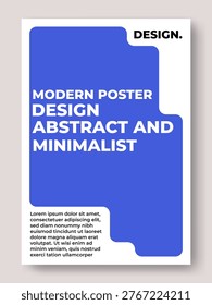 Modern Minimalist Poster Design with Abstract Solid Blue Geometric Shapes on Clean White Background