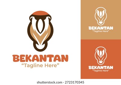 Un moderno logotipo minimalista de mono probóscide construido para marcas premium inspiradas en la singularidad de la vida silvestre tropical.