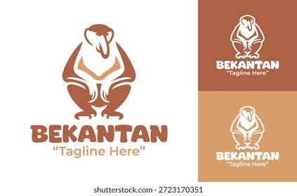 Un moderno logotipo minimalista de mono probóscide diseñado para marcas de vida silvestre inspiradas en el carácter único de la selva tropical.