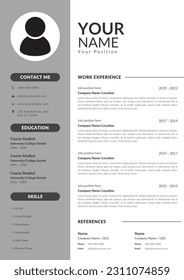 Modern Minimalist Professional CV Resume Template Design in A4 size