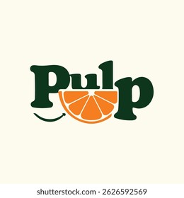 Modern Minimalist Pulp Logo with Playful Orange Slice Design