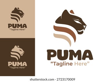 Ein modernes minimalistisches Puma-Logo, das die wilde Natur, Dominanz und den kraftvollen Markencharakter zum Ausdruck bringt.