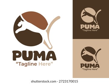 Ein modernes minimalistisches Puma-Logo, das für Marken entwickelt wurde, die Geschwindigkeit, Kraft und Dominanz von Raubtieren symbolisieren.