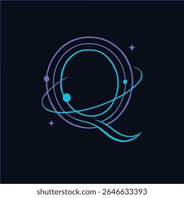 Moderno minimalista Q Monograma em cores cósmicas Ilustração Monograma