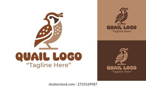 Um logotipo moderno minimalista de codorna projetado para marcas agrícolas, produtos alimentícios e identidade agrícola limpa.