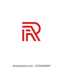 Logotipo minimalista moderno del monograma del RA o del AR con estilo rojo del arte de la línea. Profesional geométrico para identidad corporativa, startup tecnológica o agencia creativa. Diseño de Vector audaz sobre fondo blanco