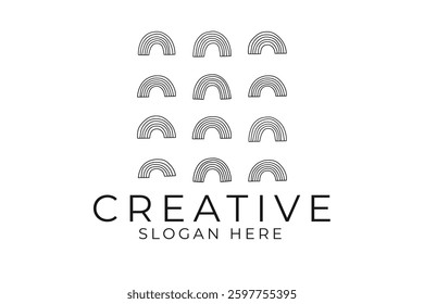Modern minimalist rainbow pattern vector. Ideal for branding, social media, and web design. simple