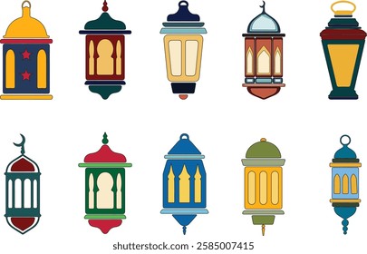 Modern Minimalist Ramadan Lanterns Collection – Islamic Festive Decor Icons