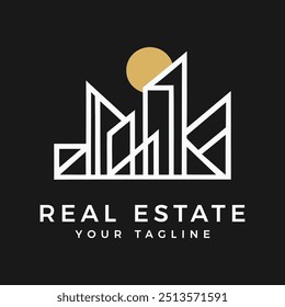 Modern minimalist real estate agency logo, house sale company logotype illustration