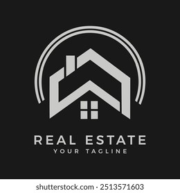 Modern minimalist real estate agency logo, house sale company logotype illustration