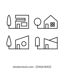 Modern Minimalist Real Estate Logo Set - Monoline Design