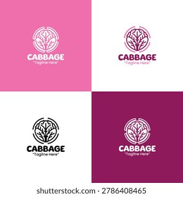 A modern minimalist red cabbage icon in purple and pink tones crafted for eco branding, vegetable identity, and healthy logo applications