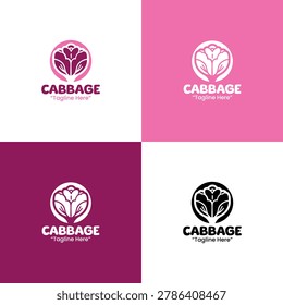 A modern minimalist red cabbage symbol in purple and pink shades made for produce branding, healthy identity, and organic logo design use