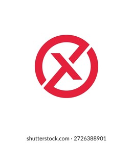 Modern minimalist red circle 'X' mark symbol, an abstract graphic icon conveying prohibition, error, cancellation, or restriction, suitable for user interface designs and digital alerts