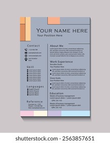 A modern, minimalist resume template with a clean and professional layout, perfect for job applications.