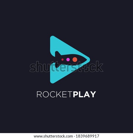 Modern minimalist rocket play logo icon vector template on white background