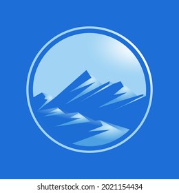 Modern, Minimalist, Round Shaped Mountain Peak Logo Illustration