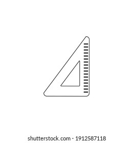 Modern Minimalist Ruler Line Icon. Simple ruler outline icon for mathematics concept. Triangular. Triangle ruller, illustration, vector isolated on white background. Triangle measurement protractor